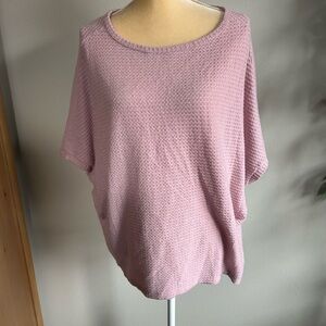 NWT Michael Stars Light Mauve Waffle Knit Dolman Short Sleeve Top Sz L